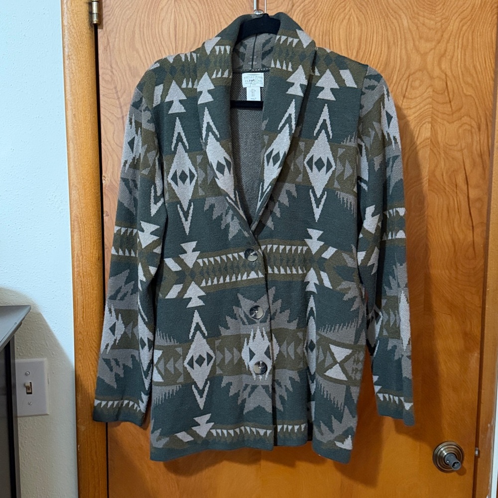 Telluride clothing company size L sweater blazer Aztec boho western green